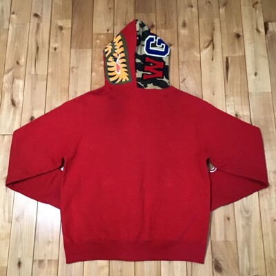 2006 aoyama limited shark full zip hoodie BAPE Red A Bathing Ape