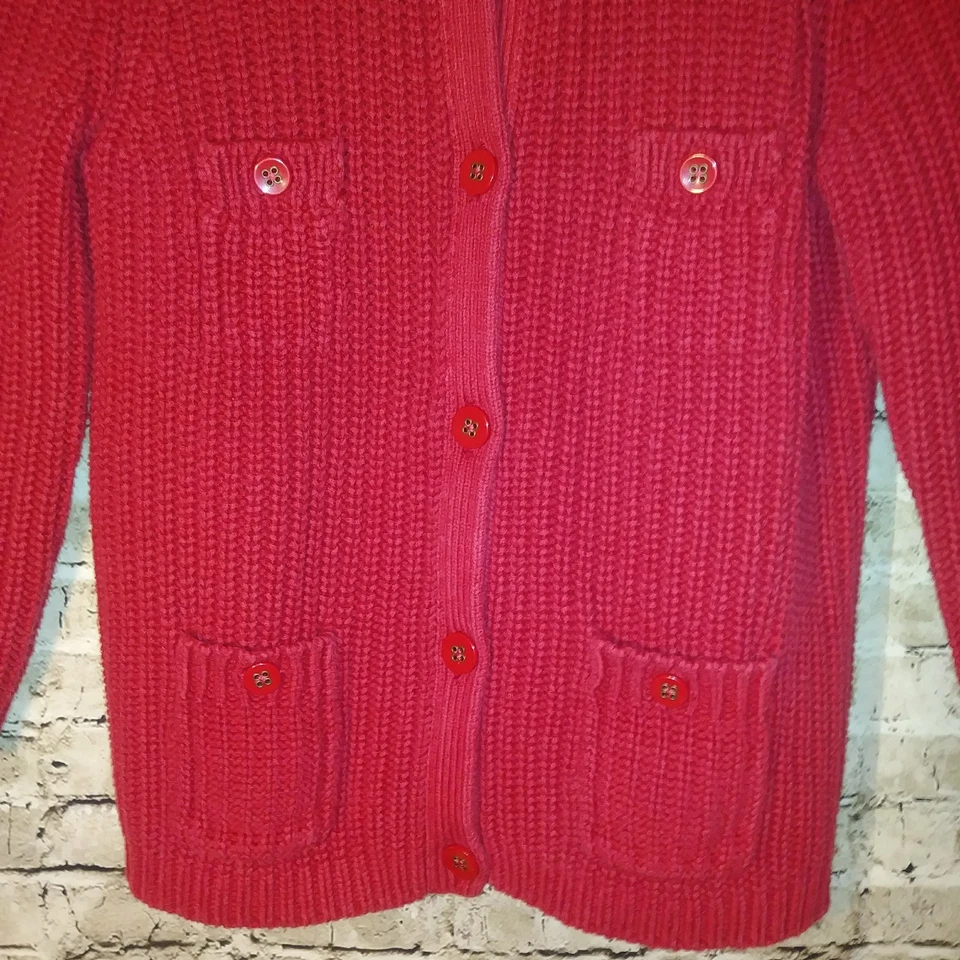 Suéter Azul Marino Antiguo Niños Pequeño Pequeño S/P Rojo Cárdigan Bolsillos con Botones Foto 3 de 4