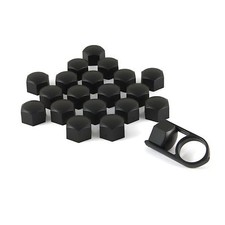 Set 20 19mm Black Car Caps Bolts Covers Wheel Nuts For Ford Focus ST RS