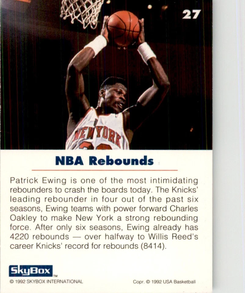 1992-93 SkyBox USA Basketball Patrick Ewing. Basketball Cards #27 - Image 2 of 2