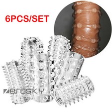 6Pc Reusable Penis Stretcher-Sleeve-Girth-Enhancer-Penis-Extender-Condom for Men