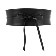 Women Obi Waist Belt Faux Leather Wide Wrap Around Bowknot Belt Ladies Waistb...
