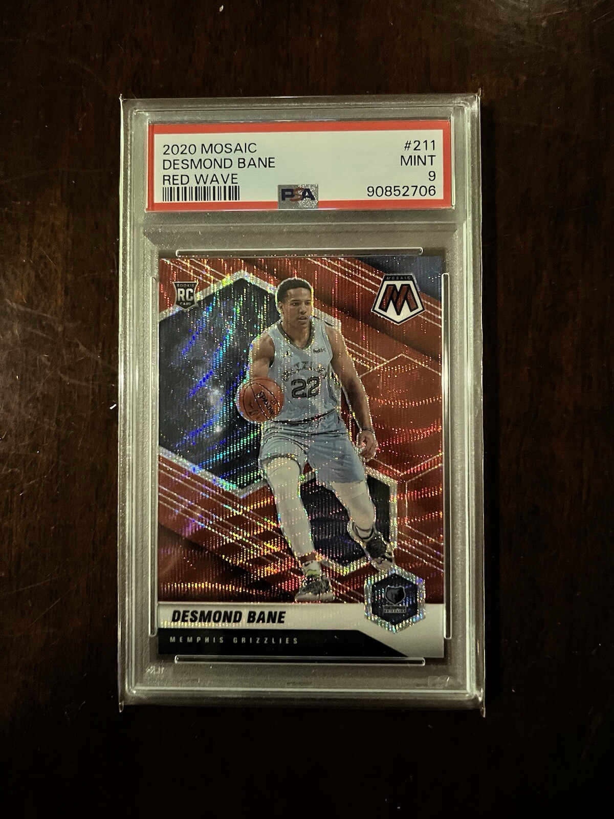 Psa 9 2020-21 Panini Mosaic - Rookie Mosaic Red Wave Prizm #211 Desmond Bane