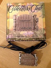 Longaberger Pewter “Collectors Club Cottage Gate” Tie-On/Lapel Pin