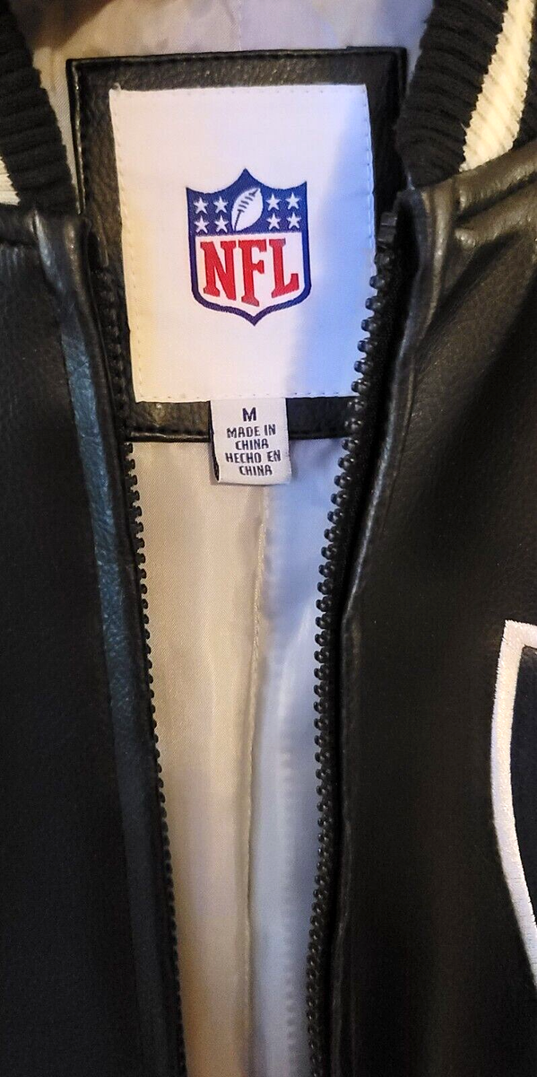 OAKLAND RAIDERS NFL GIII LEATHER JACKET FULL ZIP AFC PATCH