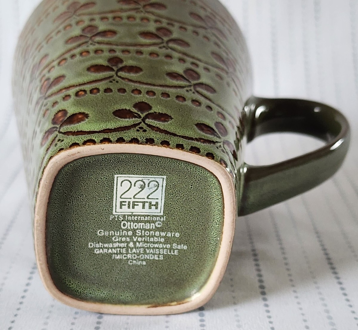 222 Fifth SET of TWO Ottoman Tapered Square Mugs Country Cottage Boho Coffee  Tea | eBay