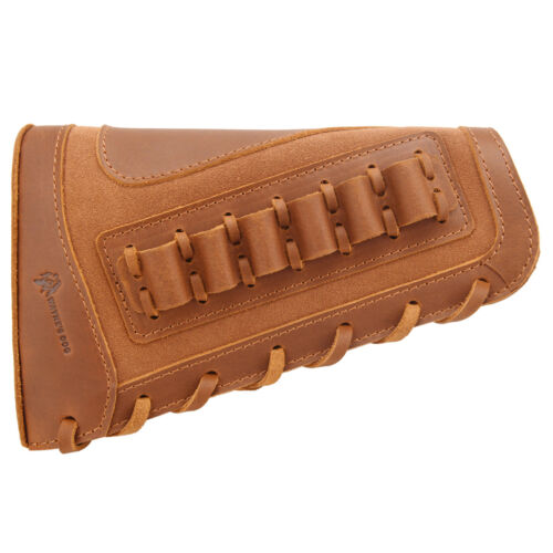 Custodia in pelle per munizioni copri fucile fucile buttstock per .357/.308/.22lr/12GA - Foto 24 di 62