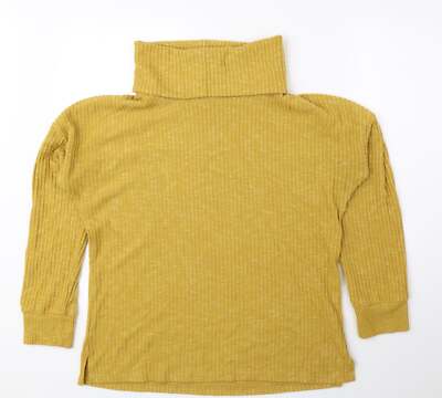 Muskatnuss Damen gelb Rollkragen Viskosemischung Pullover Größe 10-gerippt