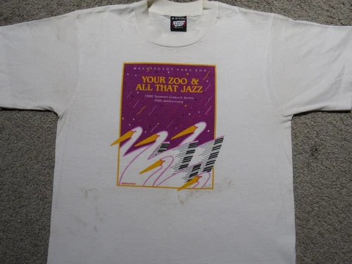 Vtg 1988 WASHINGTON PARK ZOO Jazz Concert T-SHIRT Mens M Por 1980s vintage concert t-shirt, vintage, size M, single stitch, B+ condition