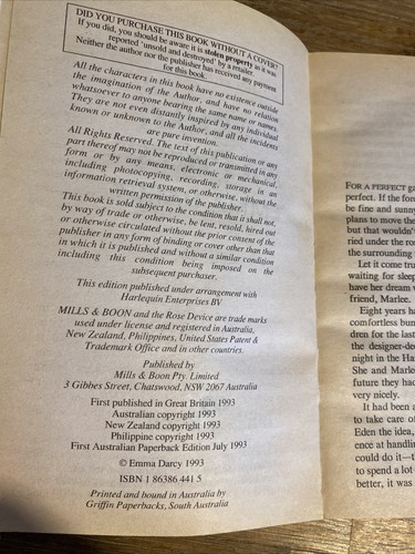 No Risks, No Prizes by Emma Darcy (Vintage Mills & Boon, Paperback Book, 1993) - Picture 7 of 7