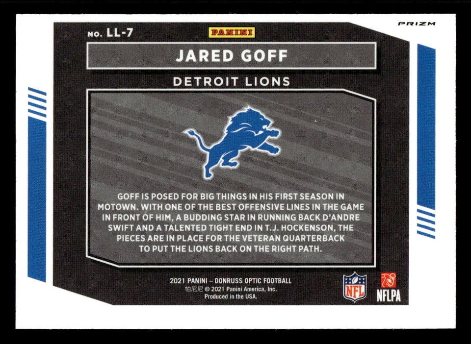 Jared Goff 2021 Donruss Optic Legendary Logos #LL-7 - Image 2 of 2