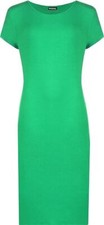 Plain Short Sleeve Stretch Ladies Jersey Midi Dress