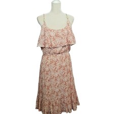 Maurices Babydoll Dress Womens Size 2X Sleeveless Crinkle Ruffle Floral Pink