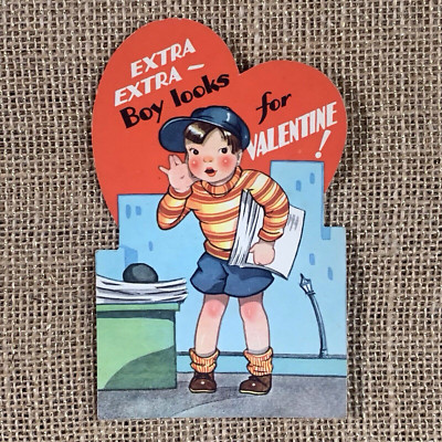 Extra Extra Boy Looks For Valentine Newspaper Boy Carrington Co Valentine Card