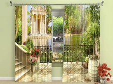 3D Balcony River 4 Blockout Photo Curtain Print Curtains Drapes Fabric Window AU