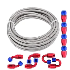 10Ft 3/8" Braided Stainless Fuel Line Filler Feed Hose+10pcs AN6 Fitting Kits