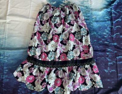 PINK PURPLE FLOWER POHNPEIAN DRAWSTRING HULA MID SKIRT