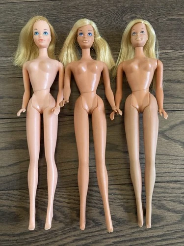 Vintage Barbie Lot 3 Dolls, Nude, Mattel, Malibu Barbie & PJ. Seffie Face