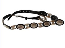 Vintage 1996 Tony Lama Black Leather/Silver Tone Western Concho Belt Sz 32 Women