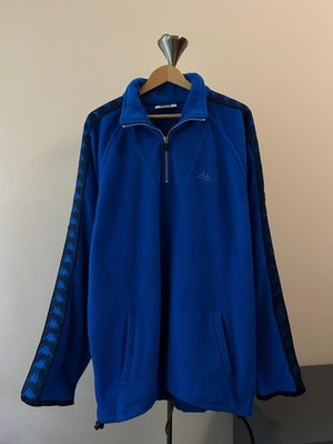Vintage Trainingsjacke Kappa Fleece 1/4 Zip Größe XL royalblau Logo Tape
