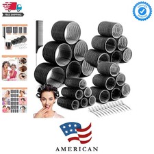 Hair Curler Rollers for Women 24PCS Heatless Hair Roller with 12PCS Clips, 4 ...