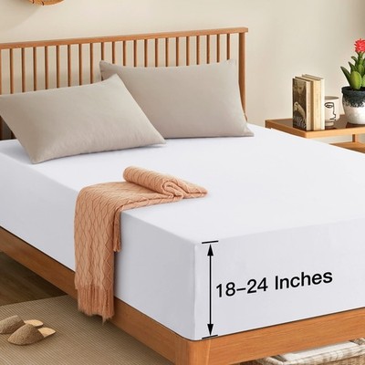 Queen Extra Deep Pocket Fitted Sheet Only - 1800 Thread Count Hotel Deep Fitt...