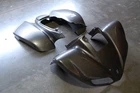 KAWASAKI KFX 700 04-10 PLASTIC BLACK CARBON FIBER LOOK FRONT AND REAR FENDER SET