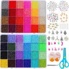 36000 Pcs 2Mm 48 Colors Glass Seed Beads for Bracelet Jewelry Making Kit, Beads