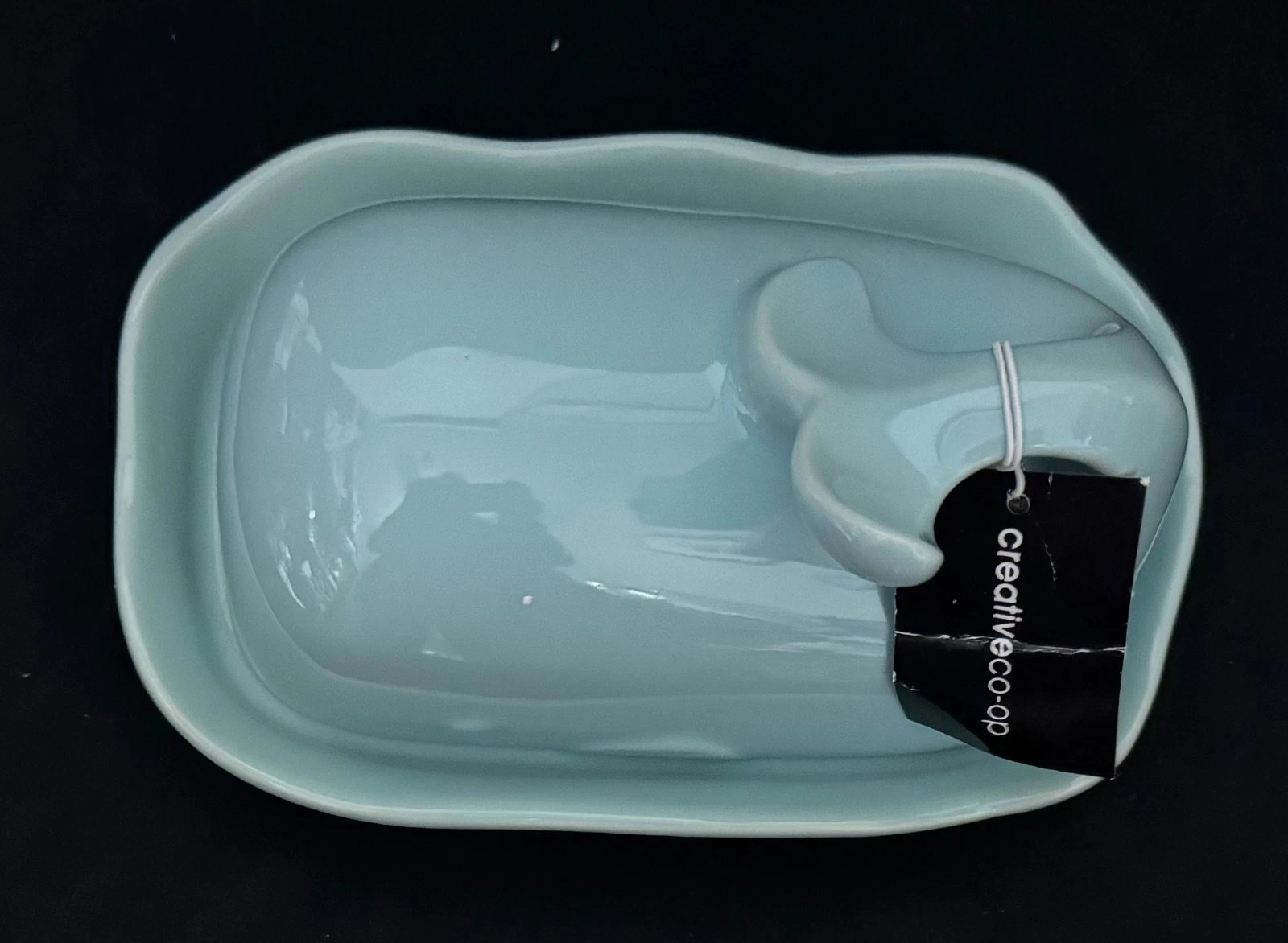 Aqua Blue Ceramic Stoneware Whale Shaped Butter Dish with Lid NEW NIB