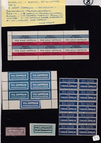 1930’s ZEPPELIN Airmail Etiquettes/Stickers: Paraguay Pernambuco - Friedrichshaf