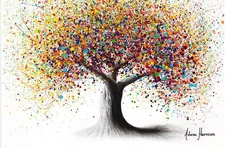 stretched canvas art print giclée or poster Rainbow soul tree. tree of life