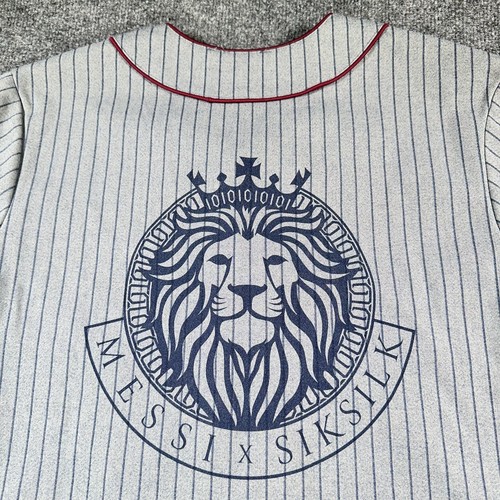 Sik Silk x Lionel Messi Jersey Men's Large Grey Striped Lion Logo Soccer Futbol