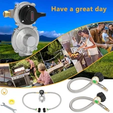 RV Propane Regulator 2 Tank Hoses,2-Stage Auto Changeover LP Propane Gas Regulat