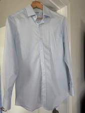 TM Lewin Non-Iron Light Blue Weave Fitted Single Cuff Button Down Shirt
