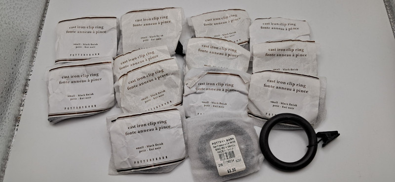 Bestseller Pottery Barn Quiet-Glide Clip Rings Set 14 Cast Iron Black 1.25" diam