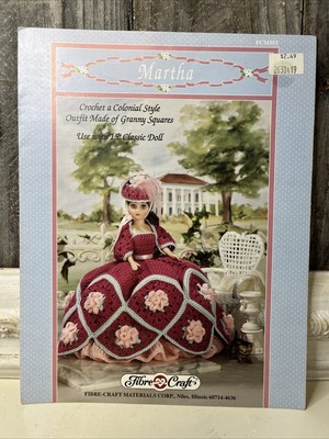 Crochet Pattern Fibre Crafts Martha Colonial Period Dress for 15  doll 1993