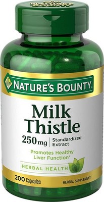Nature's Bounty Milk Thistle 250Mg 200 Capsules Herbal Supplement For Liver H...