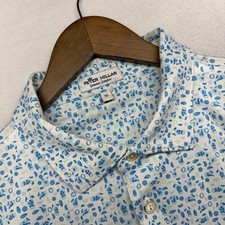 Peter Millar Polo Shirt Men's XL White Geometric Cocktail Preppy Summer Comfort