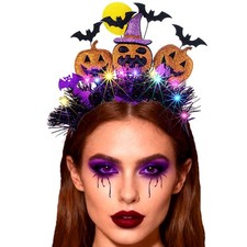 Light up Halloween Headbands LED Pumpkin Bat Hairbands Ghost Party Hair Acces...