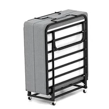 Portable Folding Bed with Memory Foam Mattress Rollaway Cot Guest Bed Christmas