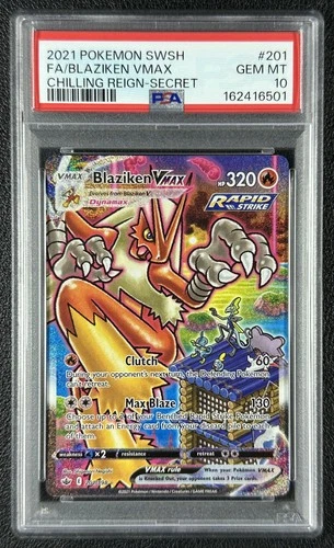 BLAZIKEN VMAX PSA 10 2021 POKEMON SWSH CHILLING REIGN #201/198 FA SECRET RARE 01