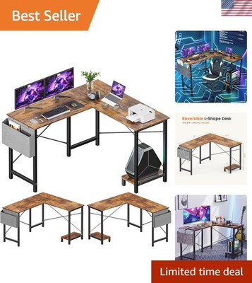 Stylish 51-Inch Computer Desk with Side Bag and CPU Stand for Small Spaces