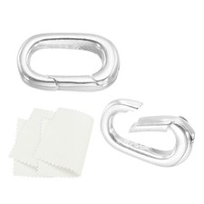 12x7mm 925 Sterling Silver Spring Gate Rings, 2Pcs Tiny Oval Clasps, Silver Tone