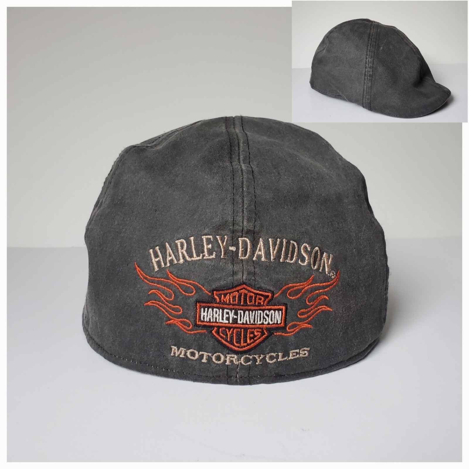 Harley Davidson Hat Size XL Newsboy Cabbie Cap Embroidered *Wear* Gray Cabbie