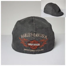 Harley Davidson Hat Size XL Newsboy Cabbie Cap Embroidered *Wear* Gray Cabbie
