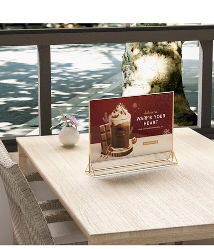 Sezanrpt 4 Pack Gold Frame Acrylic Sign Holder 8.5 x 11 inch Slant Back Plastic - Picture 4 of 5