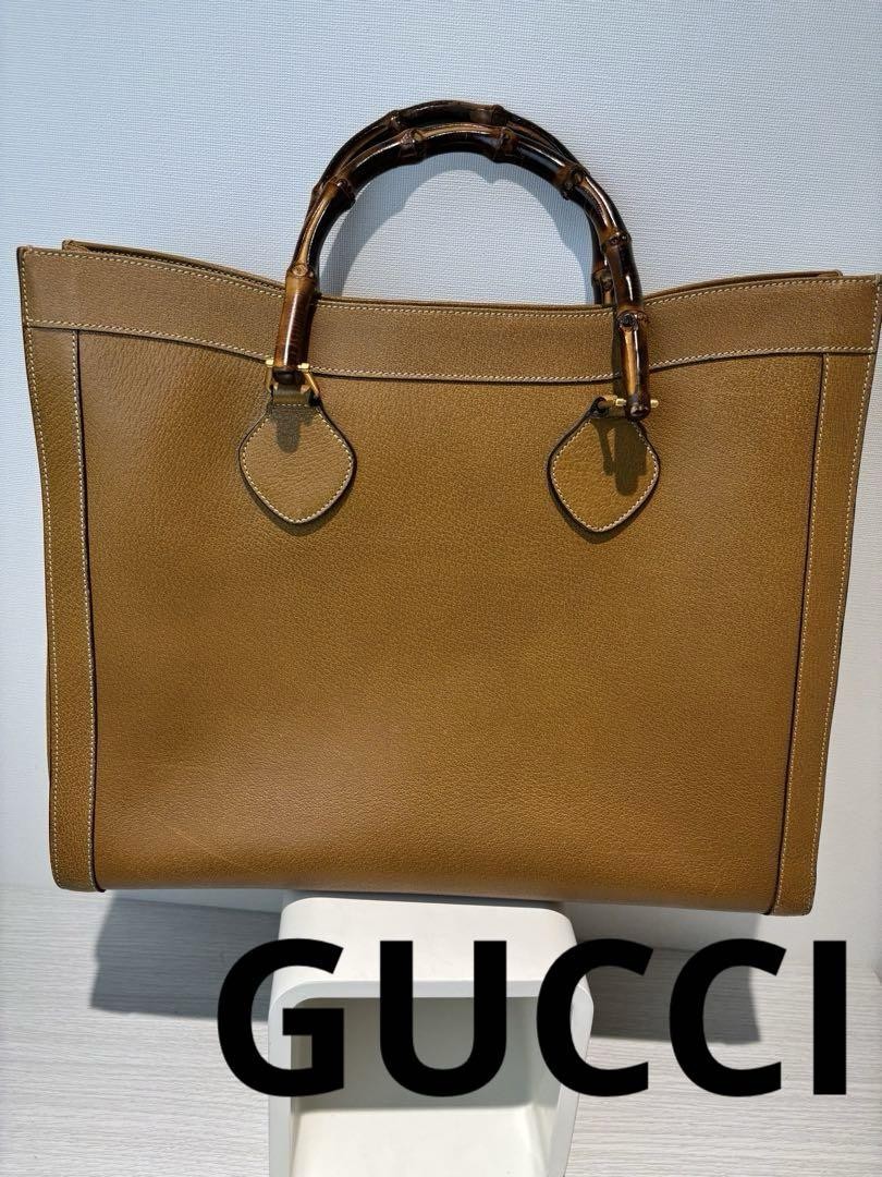 GUCCI Bamboo Diana Tote Bag Large Capacity Old Gucci A4