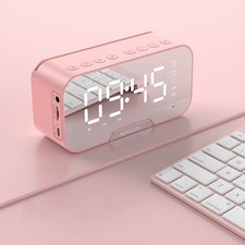LED Radiowecker Funkuhr Bluetooth 5.0 Lautsprecher Digital Spiegel Wecker Alarm
