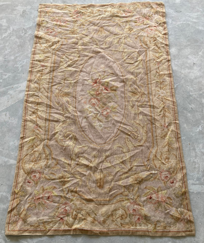 Vintage French Turkish Needlepoint Handmade Multicolor Rug Wool Carpet 147x85 cm
