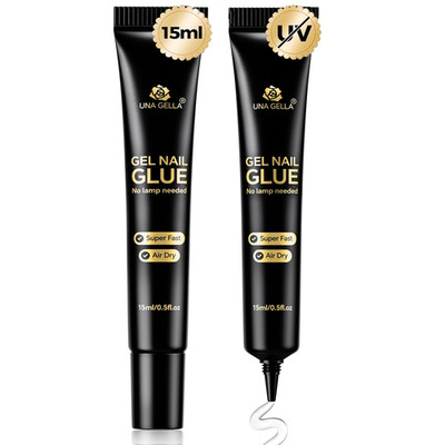 Strong Nail Glue Gel, 15G*2Pcs No U V/Lamp Needed Nail Gel Glue, Quick Air Dry S